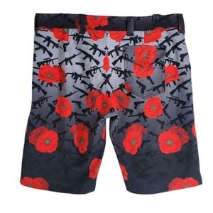 UNDR Industries Lest We Forget Board Shorts Swim Trunks Men L 38x11 Black Red